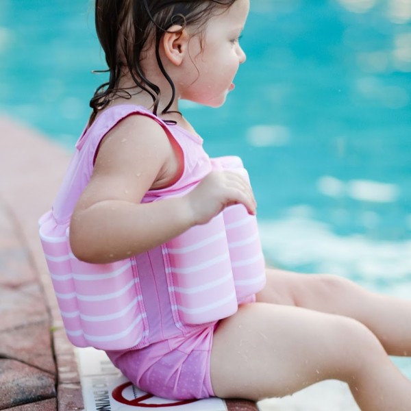 Plavalna obleka - kopalke Konfidence FloatSuit Pink Stripe