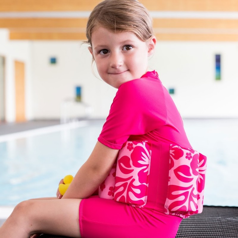 Plavalna obleka - kopalke Konfidence FloatSuit Hibiscus Pink